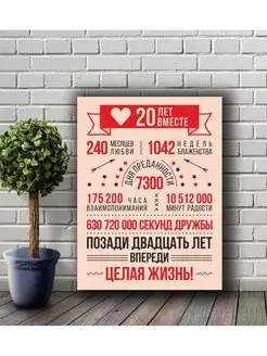 Постер на холсте 20 лет вместе