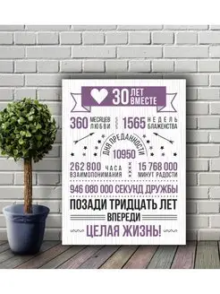 Постер на холсте 30 лет вместе Свадьбы