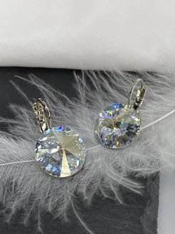 Серьги бижутерия позолоченные с кристаллами Swarovski