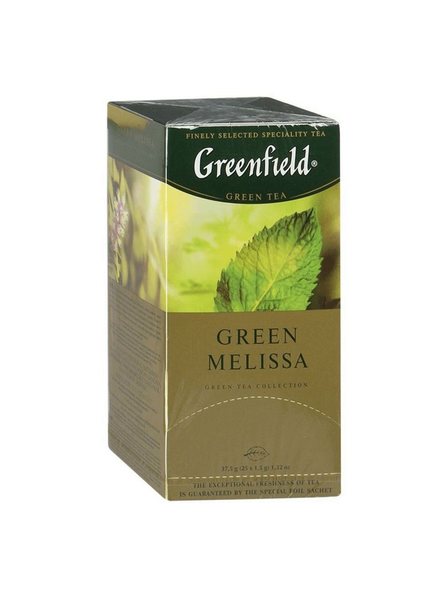 Чай зеленый берет. Чай Гринфилд Green Melissa. Чай зеленый Greenfield Green Melissa.